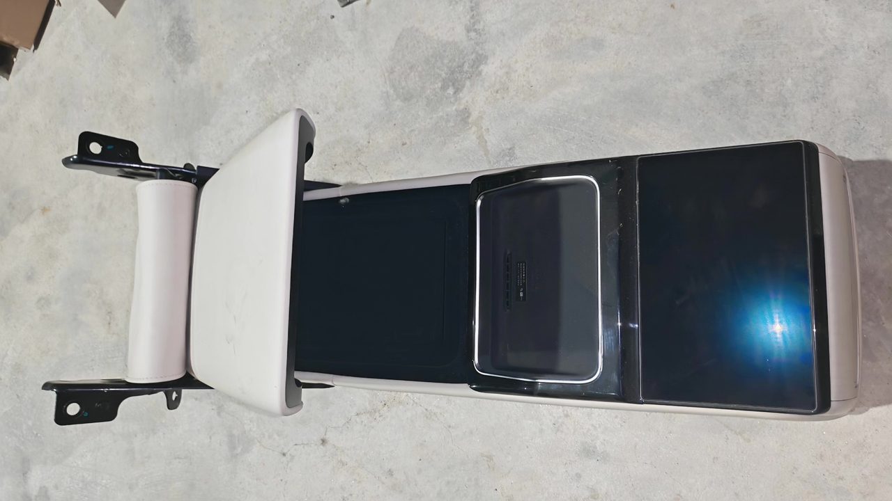 World S9 Armlehnenbox hinten, OEM, Leder beige, mit Getränkehalter