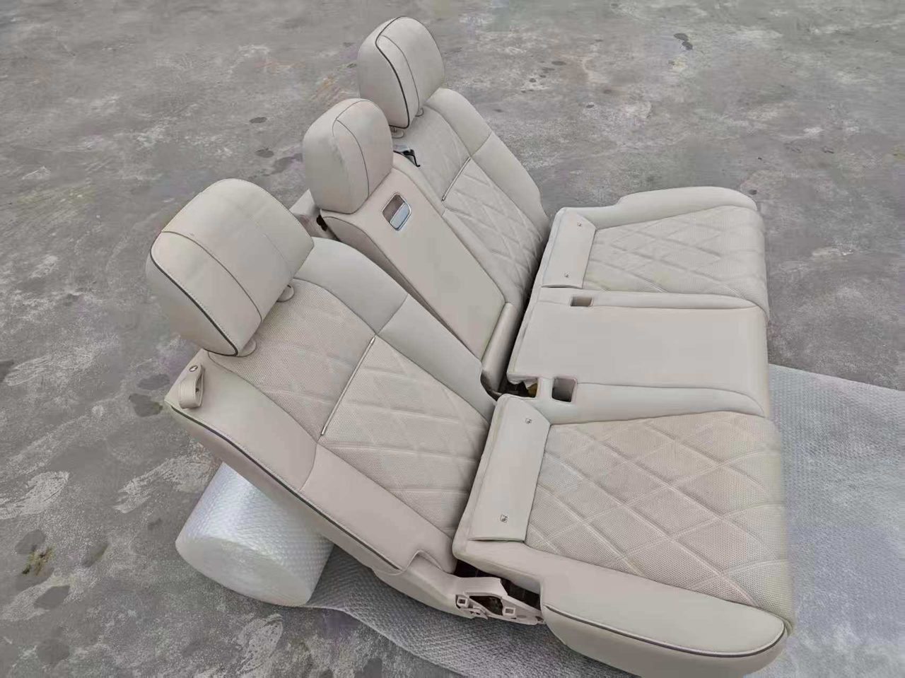 STELATO S9 Rear Seat, Genuine OEM Used Part, Beige Leather Surface, with Armrest, Fully Functional