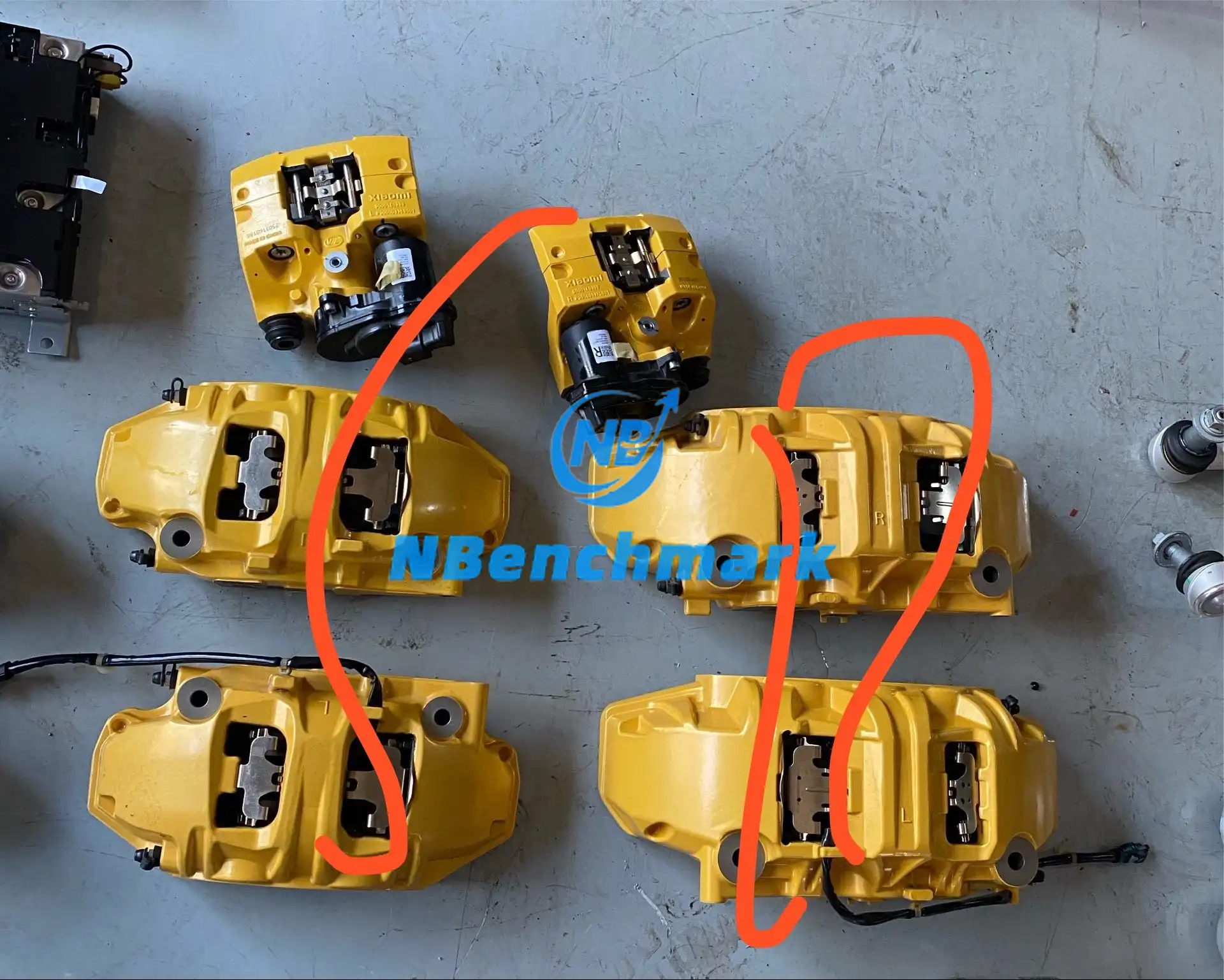 Used Xiaomi SU7 Ultra brake calipers and carbon ceramic brake discs